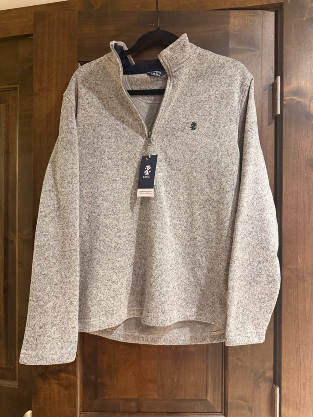 IZOD Men's THERMASOFT SWEATER FLEECE 1/4 ZIP - LT GREY HTHR